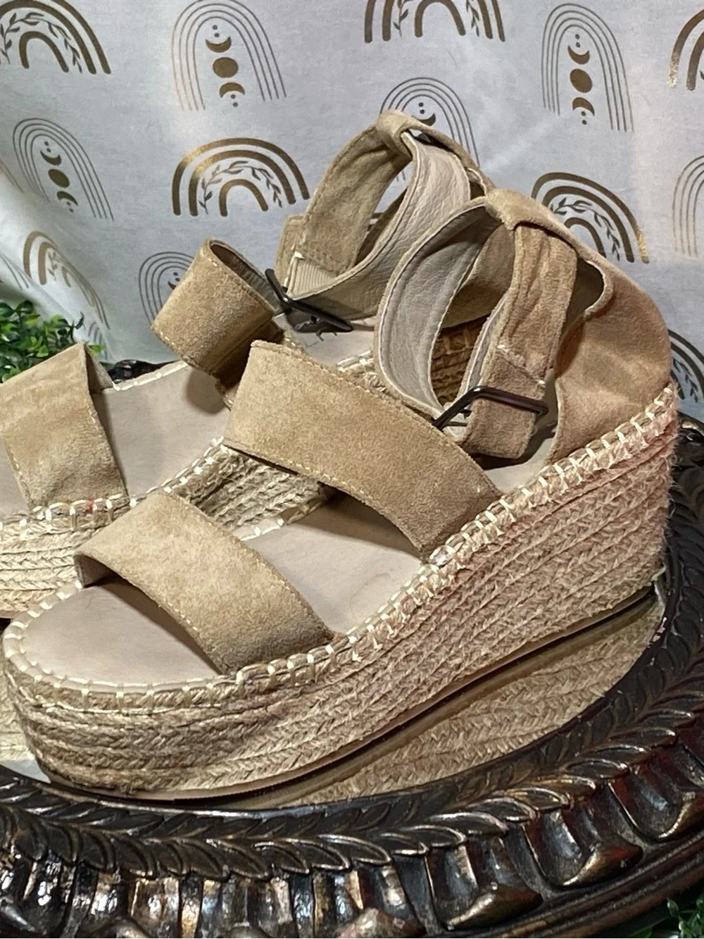 Coconuts by Matisse Tan Suede Espadrille Wedge Sandals